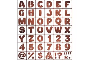 REOLAN 4 Inch Letter Stencils for Painting - 42 Pack Alphabet Letter and Number Stencil Templates with Signs for Painting, Reusable Letters and Numbers Stencils for Chalkboard Wood Signs & Wall Art