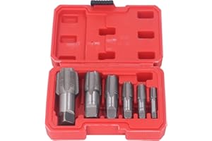 6Pcs Pipe Tap NPT Tapping Tool Kit, Carbon Steel Thread Tap Set for PVC Pipe, Steel Drill Bits for Cleaning Rethread Damaged 