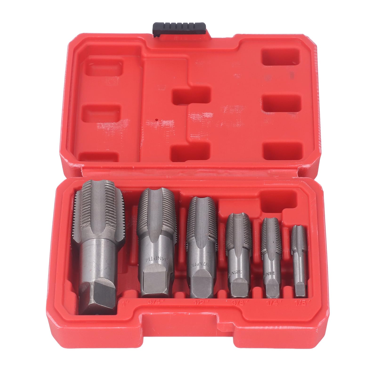6 Piece NPT Pipe Tap Set, Carbon Steel Hand Threading Plumbing Tap Set for Accurate Threads, 1, 3/4, 1/2, 3/8, 1/4, 1/8 NPT Tap, for Plumbers Mechanics DIYers