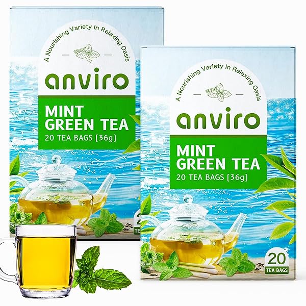 MINT GREEN TEA BAGS, CAFFEINATED, PREMIUM GREEN TEA...