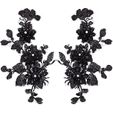 2Pcs Flower Lace Embroidered Appliques – Pearl Embroidered Fabric Patches For Wedding Dresses & DIY Crafts - View #13
