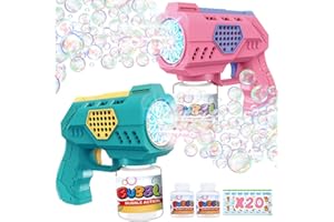 Eaglestone Bubble Guns for Toddlers Packs, LED Light Automatic Bubble Machine Gun for Kids 4-8, Bubble Toys with Bubble Solut