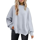 LILLUSORY Women's Oversized Batwing Sweaters 2026 Fall Outfits Trendy Crewneck Knit Side Slit Fashion Pullover Tops
