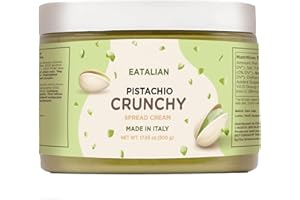 EATALIAN by AMZ BETTER Spreadable Crunchy Pistachio Cream 500 Grams, Pistachio Cream with Grains of Pistachio, Protein Paste, Sweet Taste, Ideal on Bread and for Filling Cakes, Made in Italy