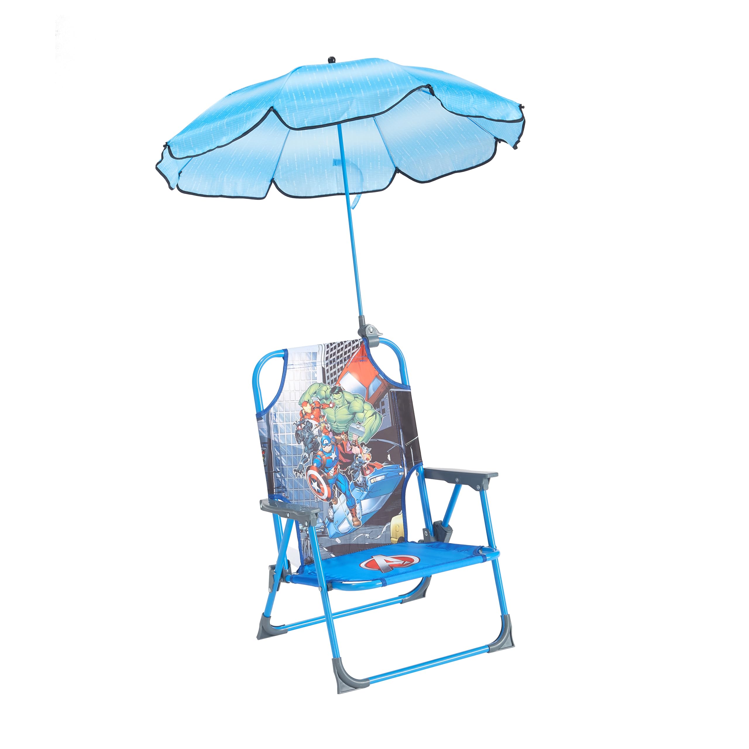 Photo 1 of Marvel Avengers Kids Outdoor Folding Beach Chair with Umbrella,Portable Camp Chair for Ages 3+, Lightweight & Compact for Beach, Camping, and Backyard