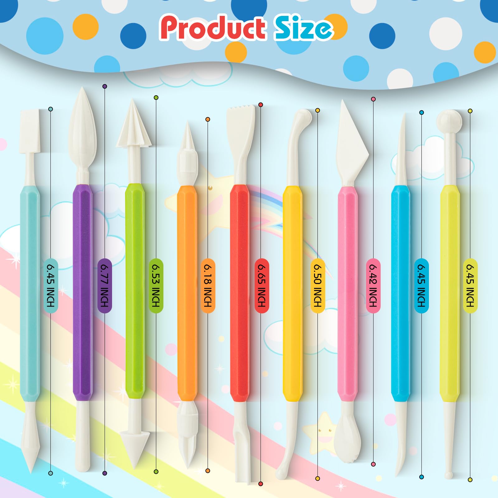 UUSYCUN 9PCS Clay Tools for Kids & Adult, UUSYCUN Plastic Air Dry Clay Tool Kit, Double-Head Sculpting Tools for Pottery, Polymer, Air Dry Clay, Modeling, Shaping, Cake Decoration