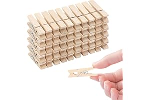 MINITEASURE 300pcs Mini Clothespins, 1.38'' Natural Wooden DIY Clothes Pins, Tiny Multi-Purpose Clothing Pins, Wood Clips for Arts & Crafts Pictures Postcard Classroom Photos, Rust Resistant