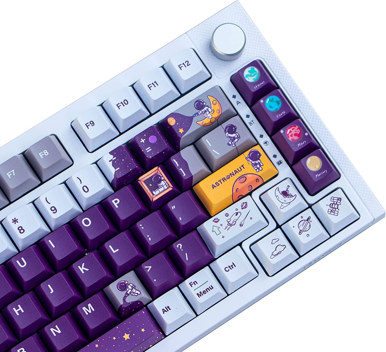 Photo 1 of PBT Keycaps, 143 Keys Dye-Sublimation Cherry Profile Keycaps Purple Keycap Set with 7U Spacebar for ASIN Layout Cherry Gateron MX Switches Mechanical Keyboard