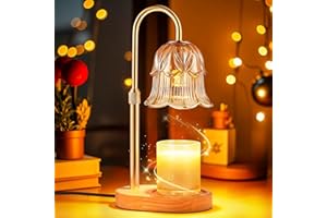 Candle Warmer Lamp with Timer - Adjustable Height Electric Candle Warmer Lamp with Dimmer, Flower Glass Shade Wax Melt Warmer