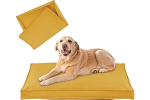 VENESSCO Dog Bed Covers Replacement Washable, Waterproof Dog Bed Cover with Zipper, 44Lx32Wx3H inch Durable Oxford Pet Bed Cover for Outdoor/Indoor Use, Cover Only, Yellow