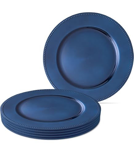 Set Of 4 Rustic Charger Plates - Cobalt Blue Decorative Dinner Plate Chargers - View #11