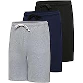 Real Essentials 3 Pack: Men’s 9" Cotton Fleece Sweat Short – Casual Gym, Lounge & Sleep Shorts with Pockets