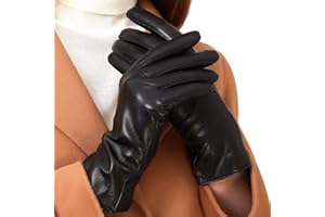 ZLUXURQ Luxury Italian Soft Leather Gloves for Women - Genuine SheepSkin Leather Women’s Cold Weather Gloves Cashmere Lined