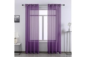 DONREN Deep Purple Curtains 84 Inch Length for Girls Bedroom - Set of 2 Panels Grommet Window Sheer Voile Drapes for Kids Living Room,W 52 x L 84 Inches Long