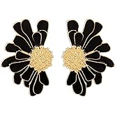 TIANHONGYAN Bohemian Large Big Flower Dangle Drop Earrings Unique Charm Gold Tone Stud Earrings Vintage Chic Metal Floral Statement Earrings for Women Girls Party Jewelry Gifts