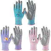 ANDANDA Kids Gardening Gloves, Nitrile Coated Children Yard Work Gloves with Grip, Suitable for Toddlers, Children, Girl, Boy