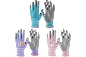 ANDANDA Kids Gardening Gloves, Nitrile Coated Children Yard Work Gloves with Grip, Suitable for Toddlers, Children, Girl, Boy