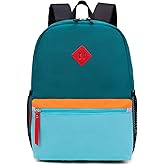HawLander Little Kids Backpack for Boys or Girls, Toddler School Bag Fits 3 to 6 years old, D Green Blue, 15 Inch