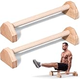 Silipull 2 Pcs Wooden Parallettes Bars Portable Non Slip Base | Calisthenics Strength Training, Home Workouts, Handstand Push Ups, L-sits, Solid Build with Stable Base for Bodyweight Drills
