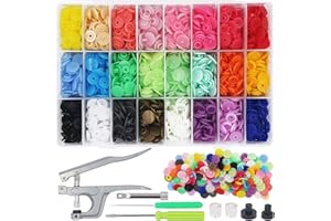 EuTengHao 1440Pcs Plastic Snap Buttons No-Sew Snap Fasteners T5 Snaps with Snaps Pliers Kit for Clothing Sewing,Rain Coat,Bibs,Clothes Crafting(24 Colors,360Sets)