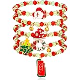 Christmas Bracelets for Women, Xmas Beaded Bracelets, Xmas Gifts for Women | Christmas Outfits for Women, Xmas Charms Stretch Bracelets, Xmas Stocking Stuffers, Christmas Birthday Gifts for Women