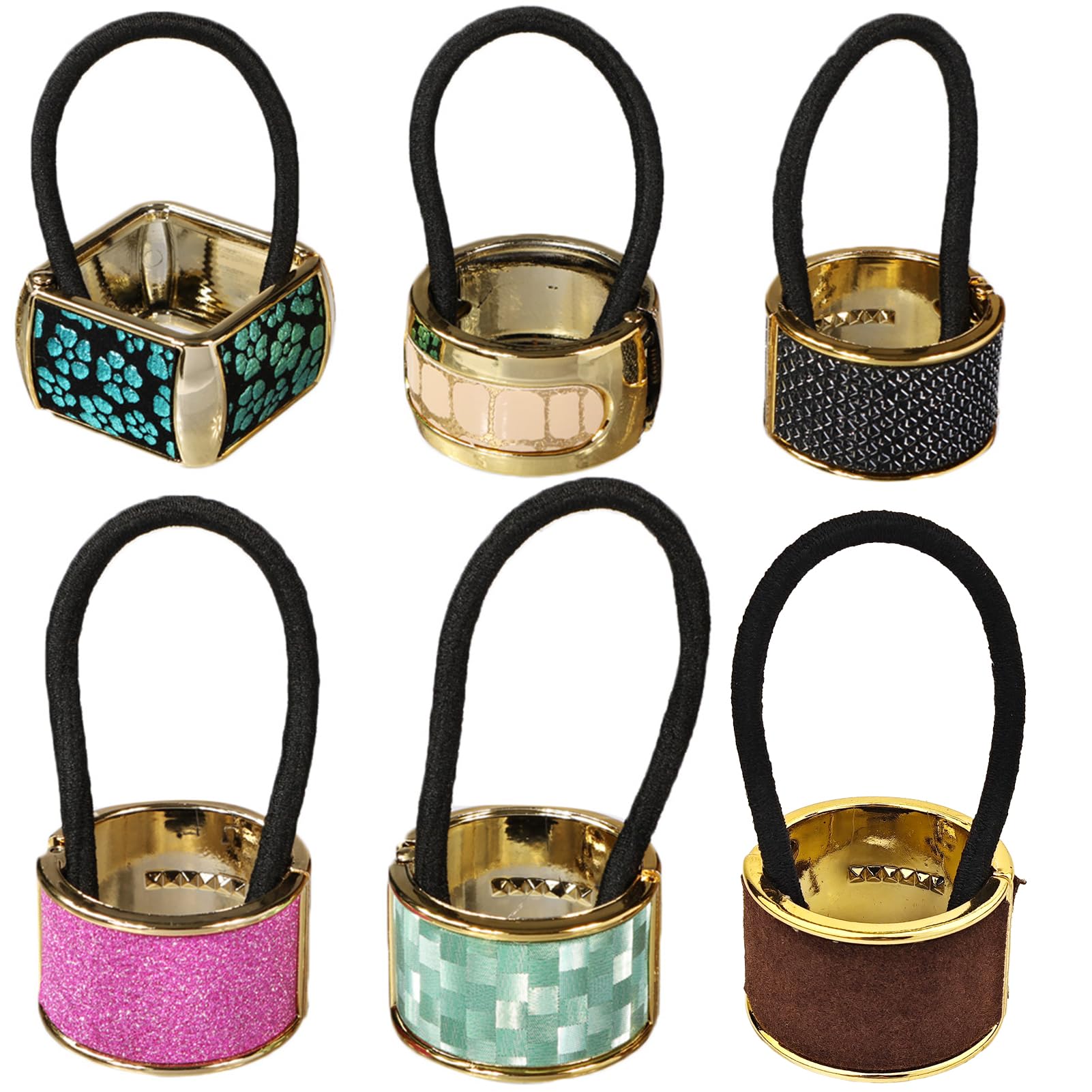 kilofly 6pc Cuff Elastic Band Ponytail Holder Hair Tie Styling Wrap Set