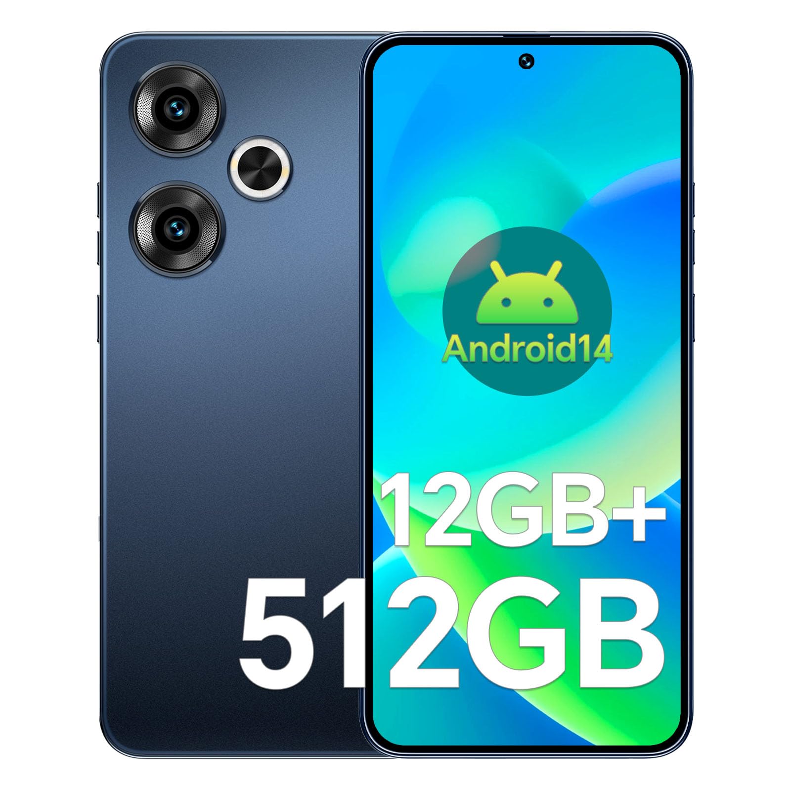 Photo 1 of SUNSAMITO X19 Pro Unlocked Phones, 12GB+512GB Cell Phone, Snapdragon 888,6.8'FHD Screen, 108MP+48MP Camera Unlocked Smartphone, Long Battery Life 5000mAh, Android 14,Dual-SIM/5G/GPS (Blue)