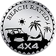 Frienda Beach Rated Car Emblem 4 x 4 Metal Automotive Badge 3D Metal Car Badges Emblems Round Emblem Decals Car Emblem Badge Decal Sticker Compatible with Vehicles Trucks (Retro Pattern)