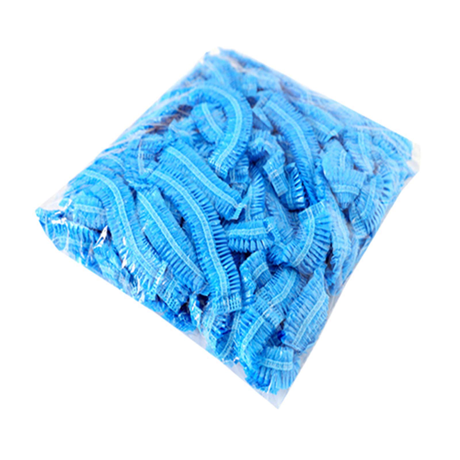 100 pcs Disposable Shower Caps, Plastic Larger Thicker Caps for Spa Home Use Hotel and Hair Salon, Spa, Home Use, Portable Travel (Blue)