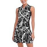 Misyula Tennis Dresses for Women,Athletic Dress with Shorts 2Pockets Zip Up Polo Sleeveless Golf Workout Dress(XS-XL)