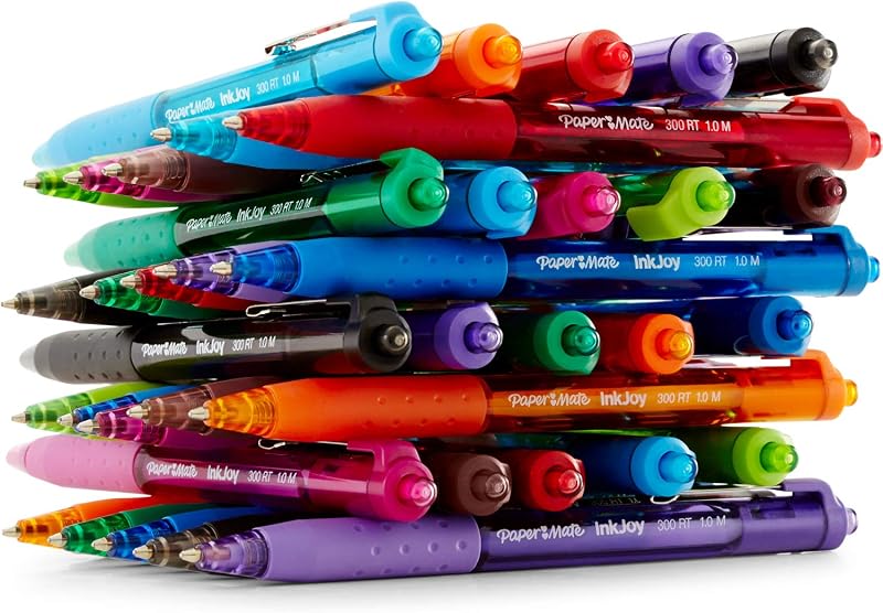 Caneta esferográfica retrátil paper mate inkjoy 300rt | ponta média (1,0mm) | preto | pacote de 12