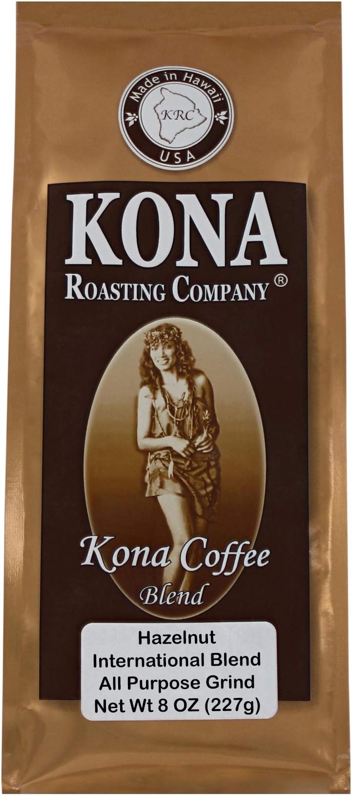 Kona Roasting Company Hazelnut Flavored Coffee Blend, Ground Coffee (8 oz)