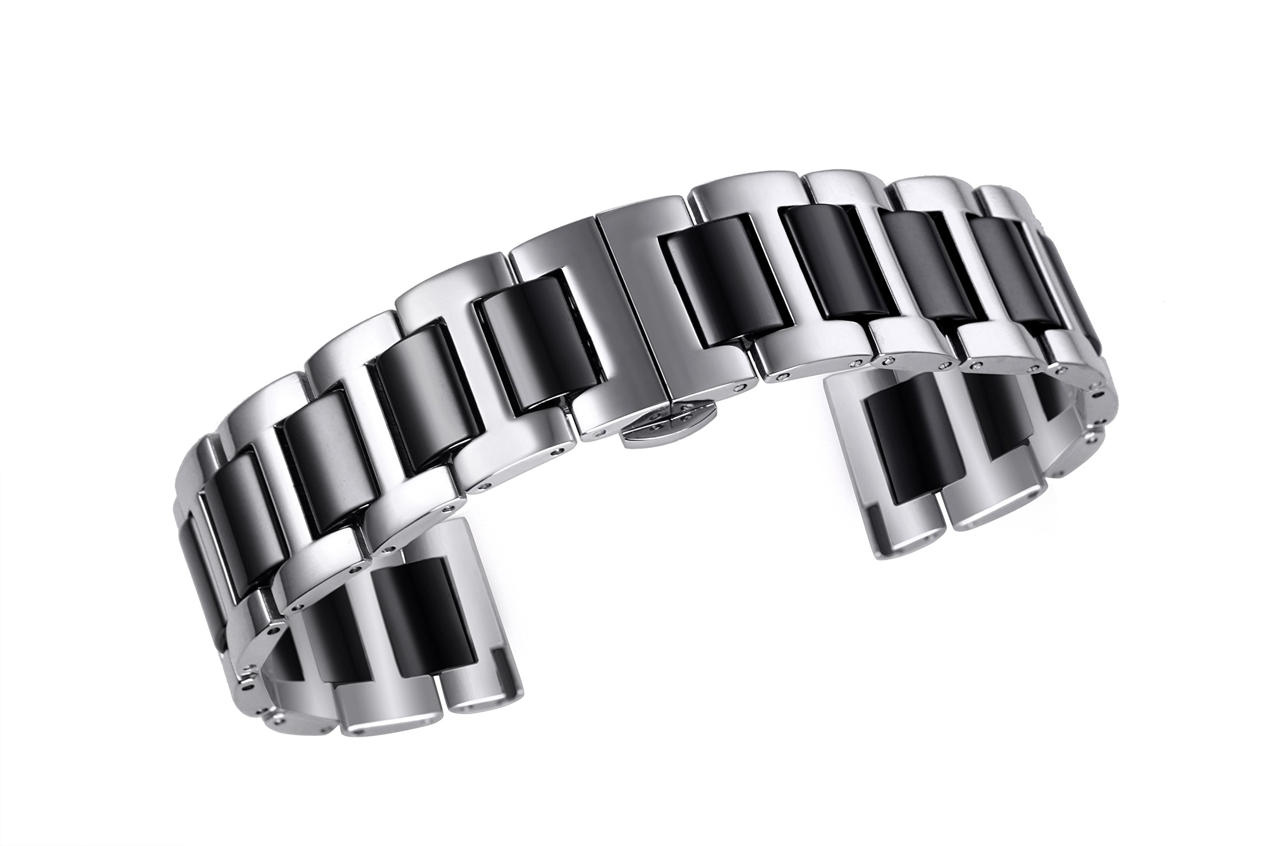 HighEnd Metal Ceramic Watch Strap Solid Stainless Steel Bracelet Band