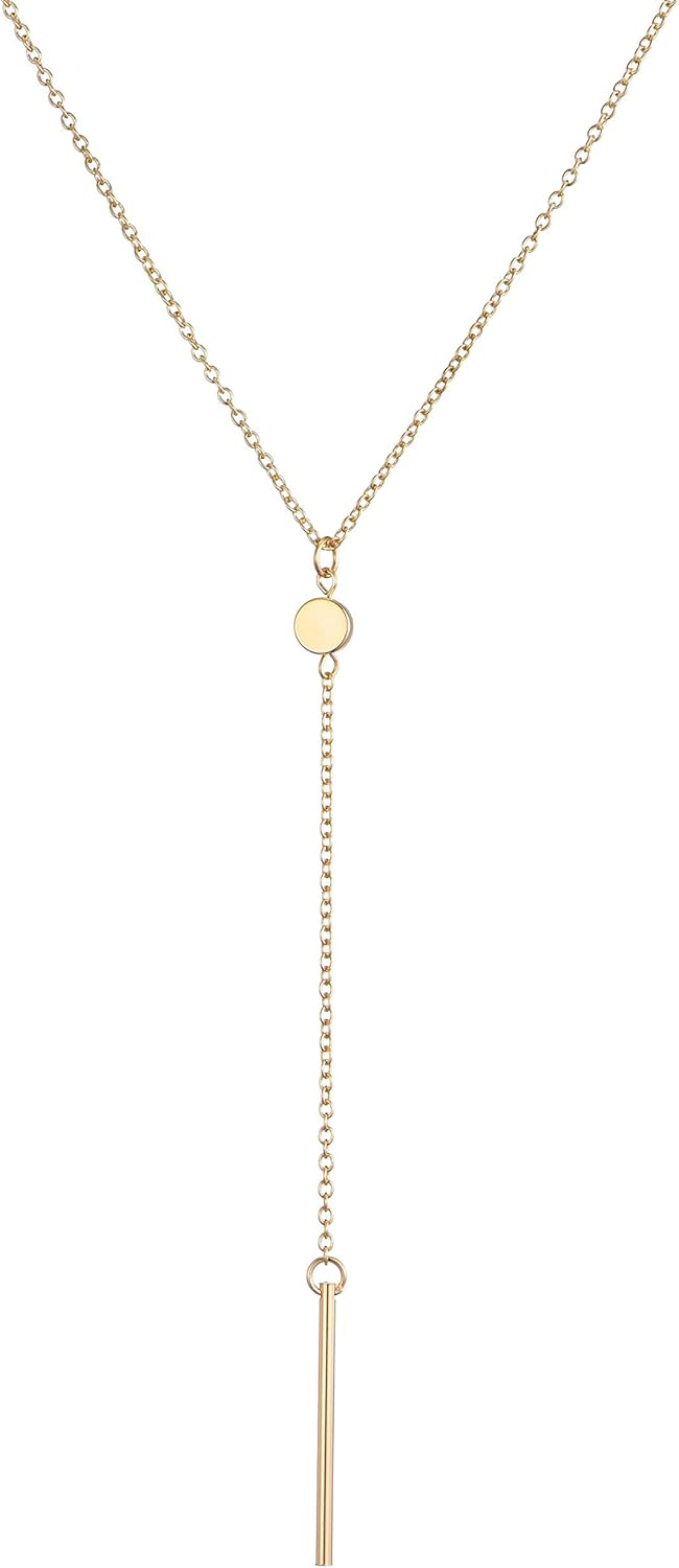 20 PCS Multiple DIY Layered Choker Necklace for Women with Sexy Coin Moon Star Multilayer Choker Chain Y Necklaces Set Adjustable Gold Silver Bar Pendant Y Necklace for Teens Girls Women (20 PCS): Clothing