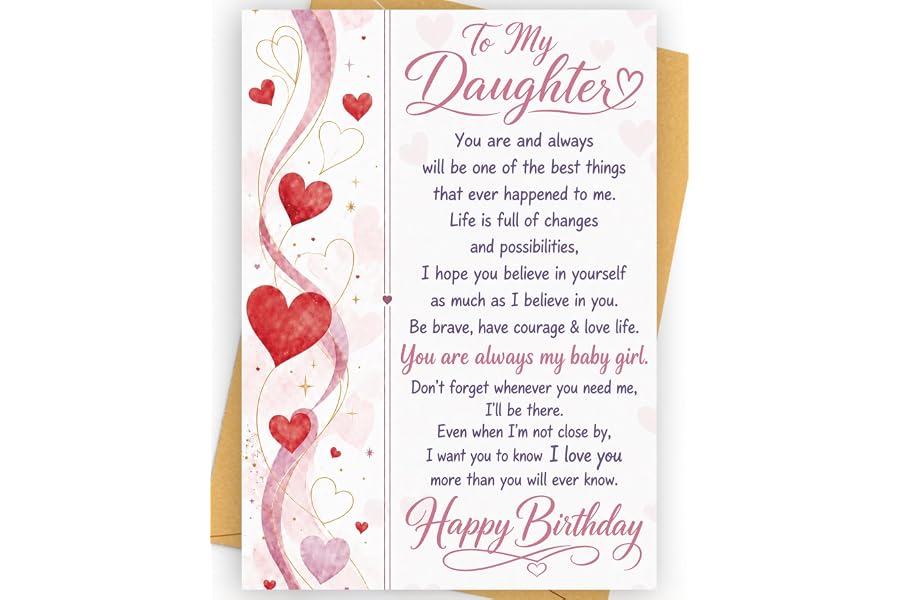 Happy To My Daughter Birthday Card Gifts from Mom Dad Decorations Adult | Daughter Birthday Gifts