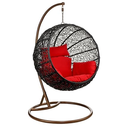 Shri Sai Outdoor Furniture Rattan & Wicker Hanging Swing (Brown)