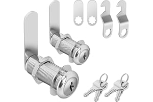 Pertinel 1-1/2" Cam Lock Keyed Different Cabinet Locks with Keys Secure Files Drawers RV Storage Locks Replacement Set, Zinc Alloy(Silver 2PCS,1-1/2 Inch)