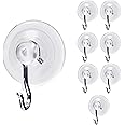 Suction Cup Wall Hooks for Hanging All Purpose Wall Hangers Without Nails Heavy Duty -Made in USA (1 lb / 8 Pack)