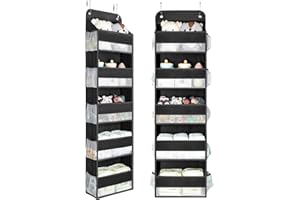 Yecaye 2 Pc Over the Door Organizer with 10 Side Pockets, 44lbs Load Hanging Bathroom and Bedroom Organizer, Behind the Door 