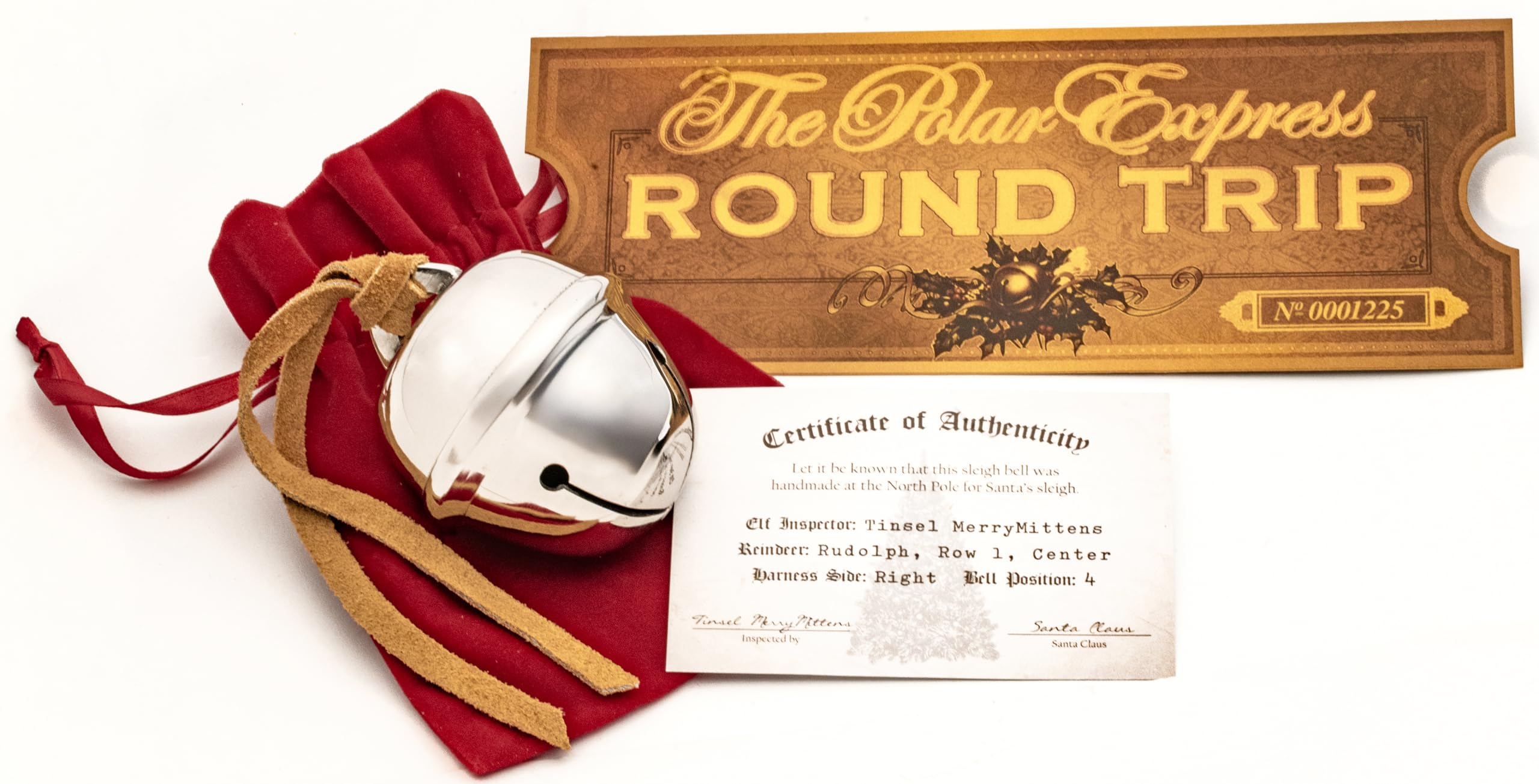 Polar Express Sleigh Bell, Round Trip Ticket, and Certificate of Authenticity
