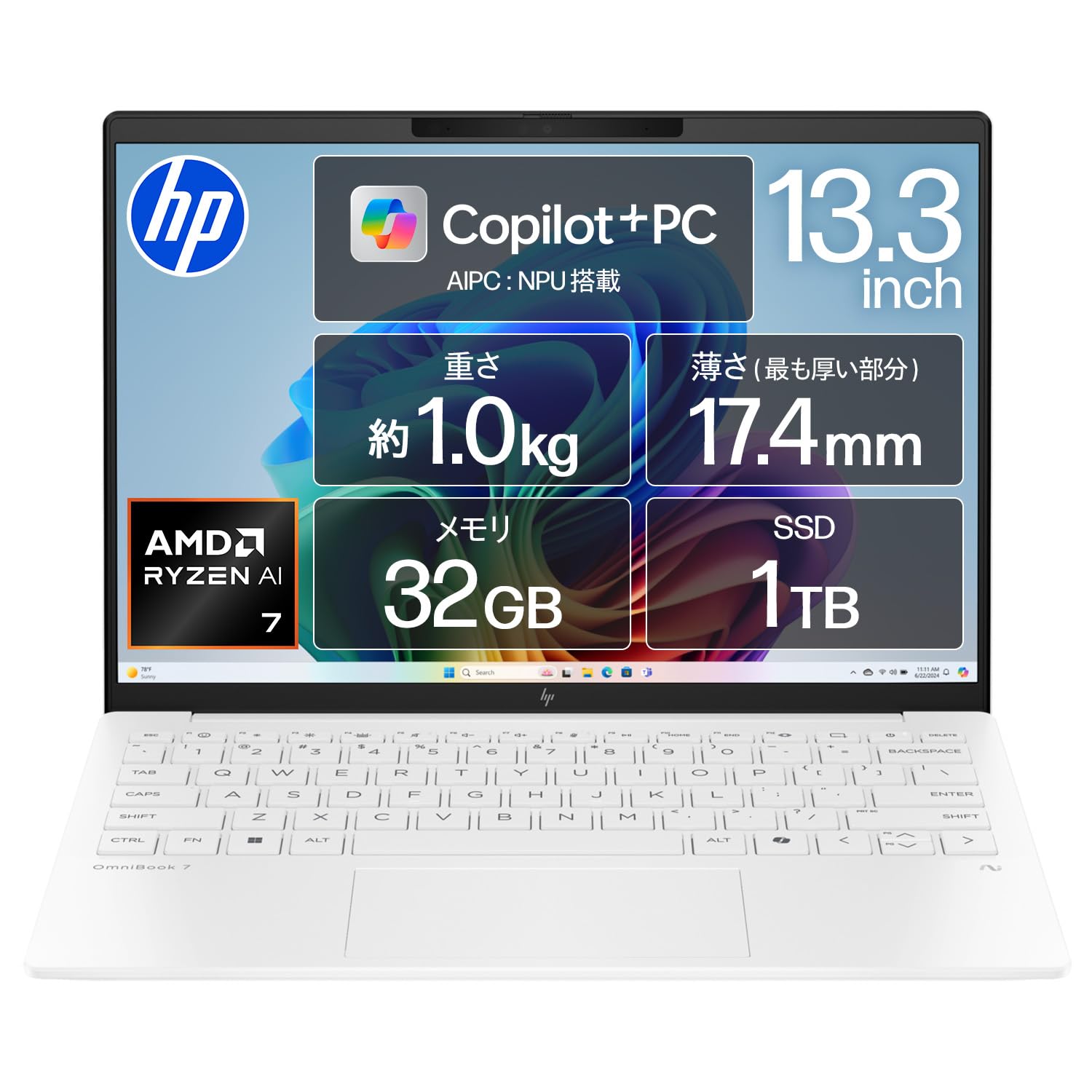 HP OmniBook7 Aero 13-bg 13.3インチ セラミックホワイト (BF8H7PA-AAAA)