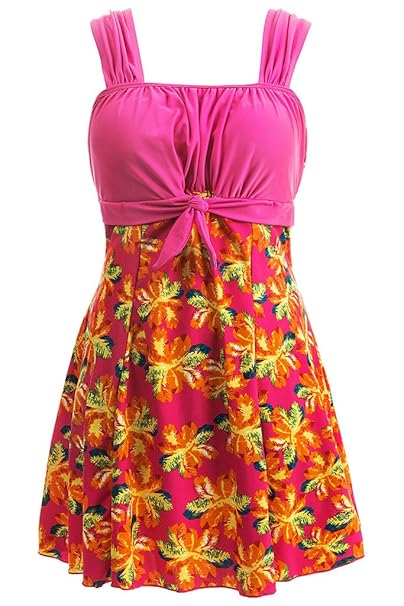Wantdo Badeanzug Damen Bauchweg Schwimmkleid Bademode Große Größen mit Röckchen Push Up