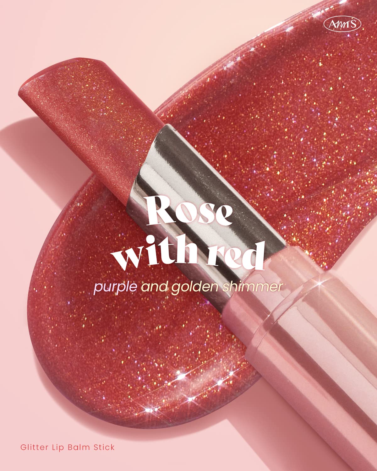 AMTS Tinted Lip Balm - Rosy Lights | Hydrating Glitter Lipstick | Pearl Shimmering Daily Lip Makeup for dry, cracked, chapped lips | korean beauty Moisture Lip Tint