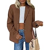 PRETTYGARDEN Blazers for Women Business Casual Fall Dressy Oversized Faux Suede Suit Jackets Work Office Teacher Clothes