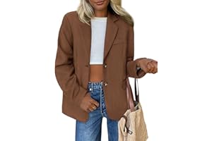 PRETTYGARDEN Blazers for Women Business Casual 2025 Fall Fashion Dressy Oversized Faux Suede Suit Jackets Work Office Clothes