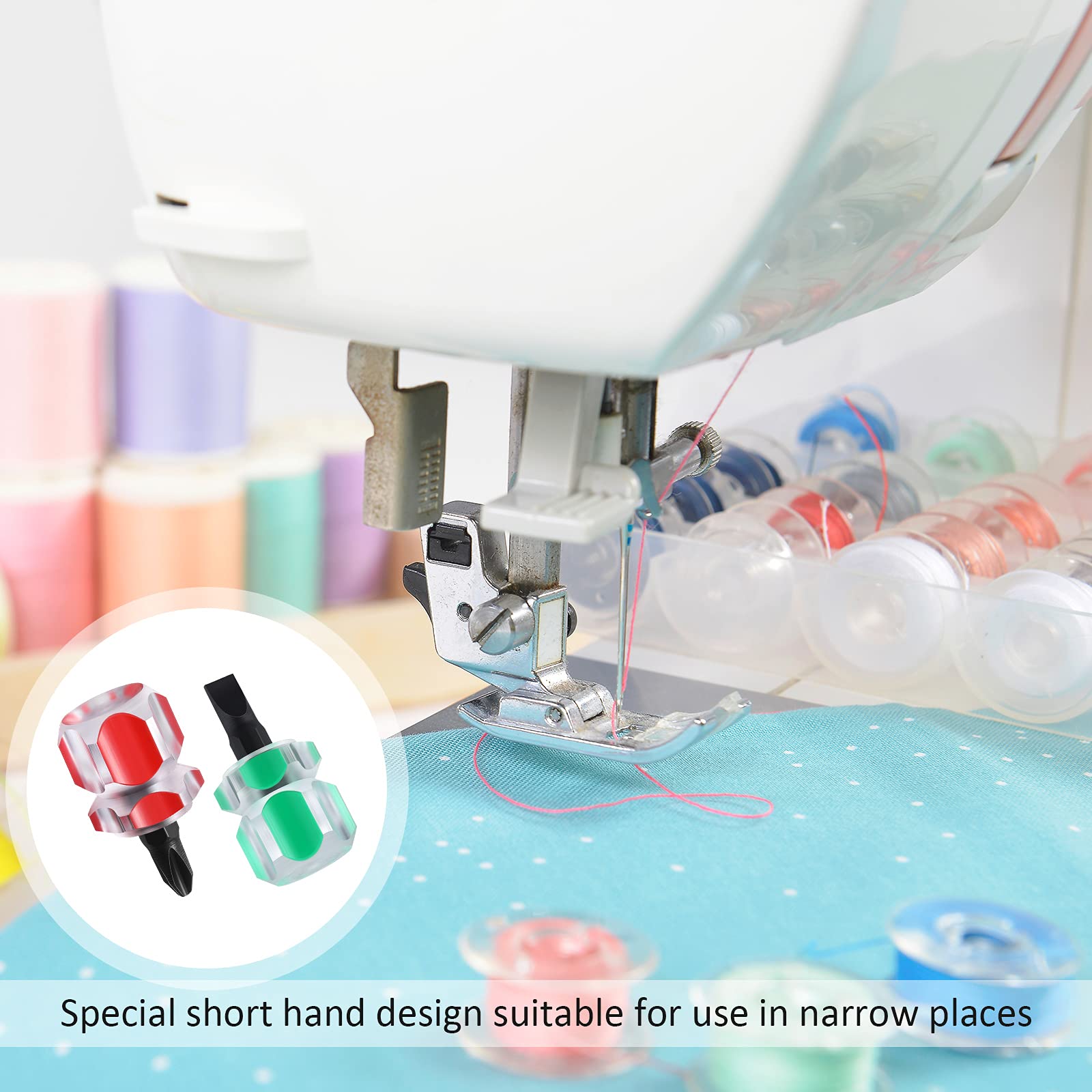 6 Pieces Sewing Machine Cleaning Kit Includes Tweezers Double Headed Lint Brush 4 Pieces Short Screwdriver, Flathead Cross Head Mini Portable Screwdriver for Repair Machine Sewing Tools
