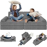 zefinot Modular Kids Play Couch Convertible-Toddler&amp;Kids Sofa,DIY Creative Kids Couch for Playroom,Nursery,10pcs Toddler Couch for Play,Imagination&amp;Relaxation