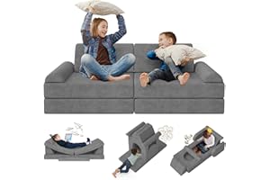 zefinot Modular Kids Play Couch 10PCS – Convertible Kids Sofa & Toddler Play Couch with DIY Foam Pieces for Imaginative Play, Climbing & Relaxation for Playroom, Bedroom, Nursery & Living Room