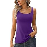 V FOR CITY Tank Top for Women with Built-in Padded Bra Adjustable Wide Strap Camisole Cotton Cami Shirts
