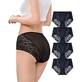 Chouchounel Women’s Underwear Mid-Rise Panties – Lace Underwear For Women 4-Pack, Lace Floral Panties, Soft & Breathable